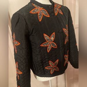 Quilted Floral Black Jacket -Medium
